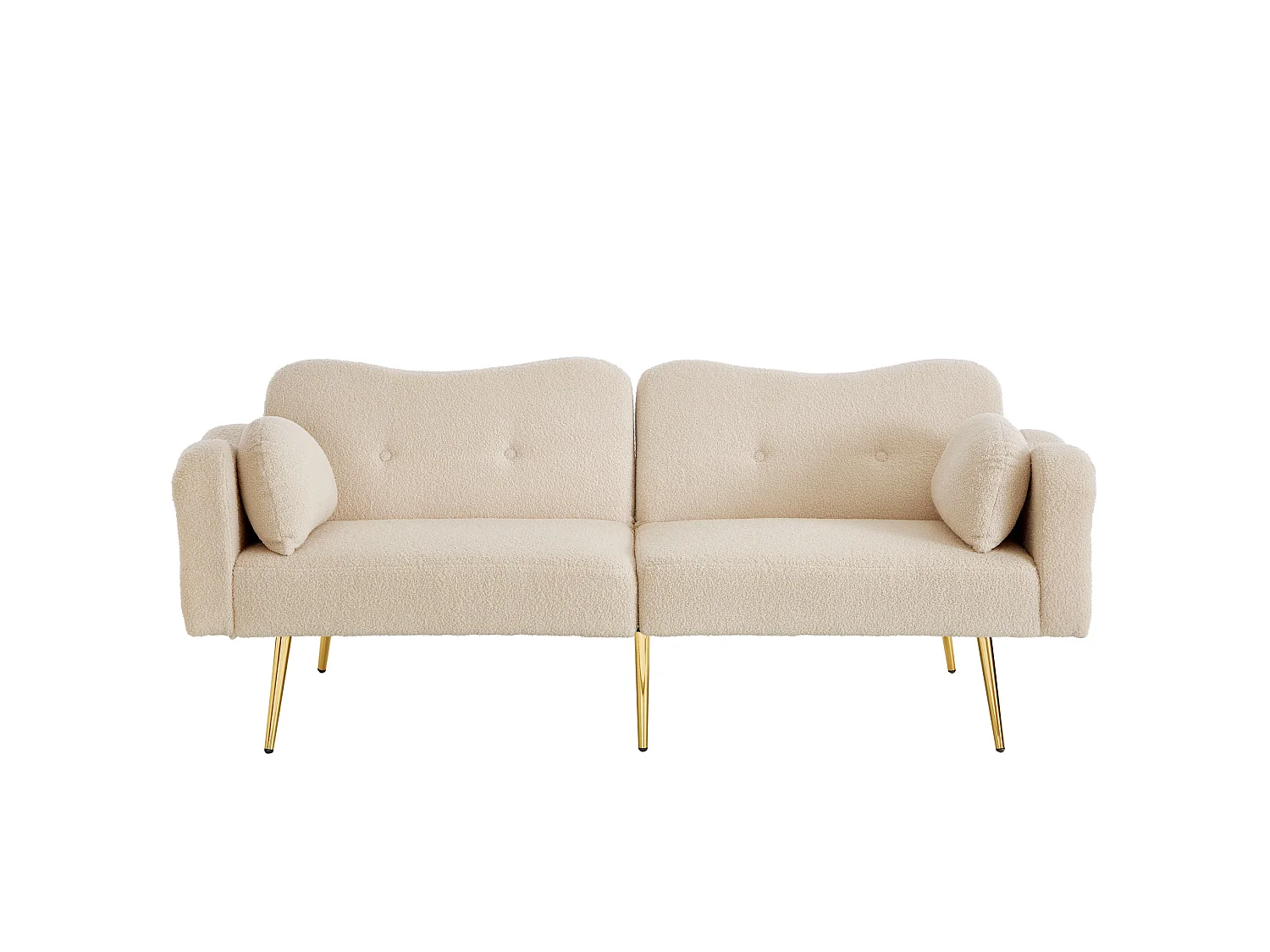 Canapé 2 places avec dossier réglable - Tissu et métal - Beige