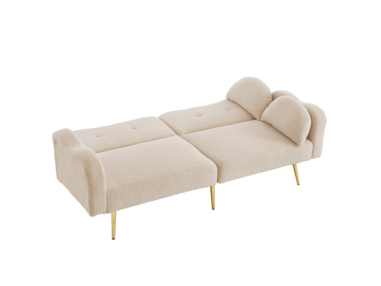 Canapé 2 places avec dossier réglable - Tissu et métal - Beige