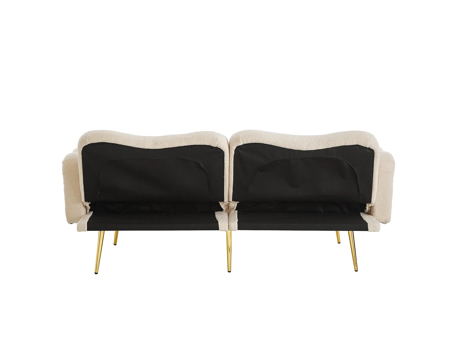 Canapé 2 places avec dossier réglable - Tissu et métal - Beige