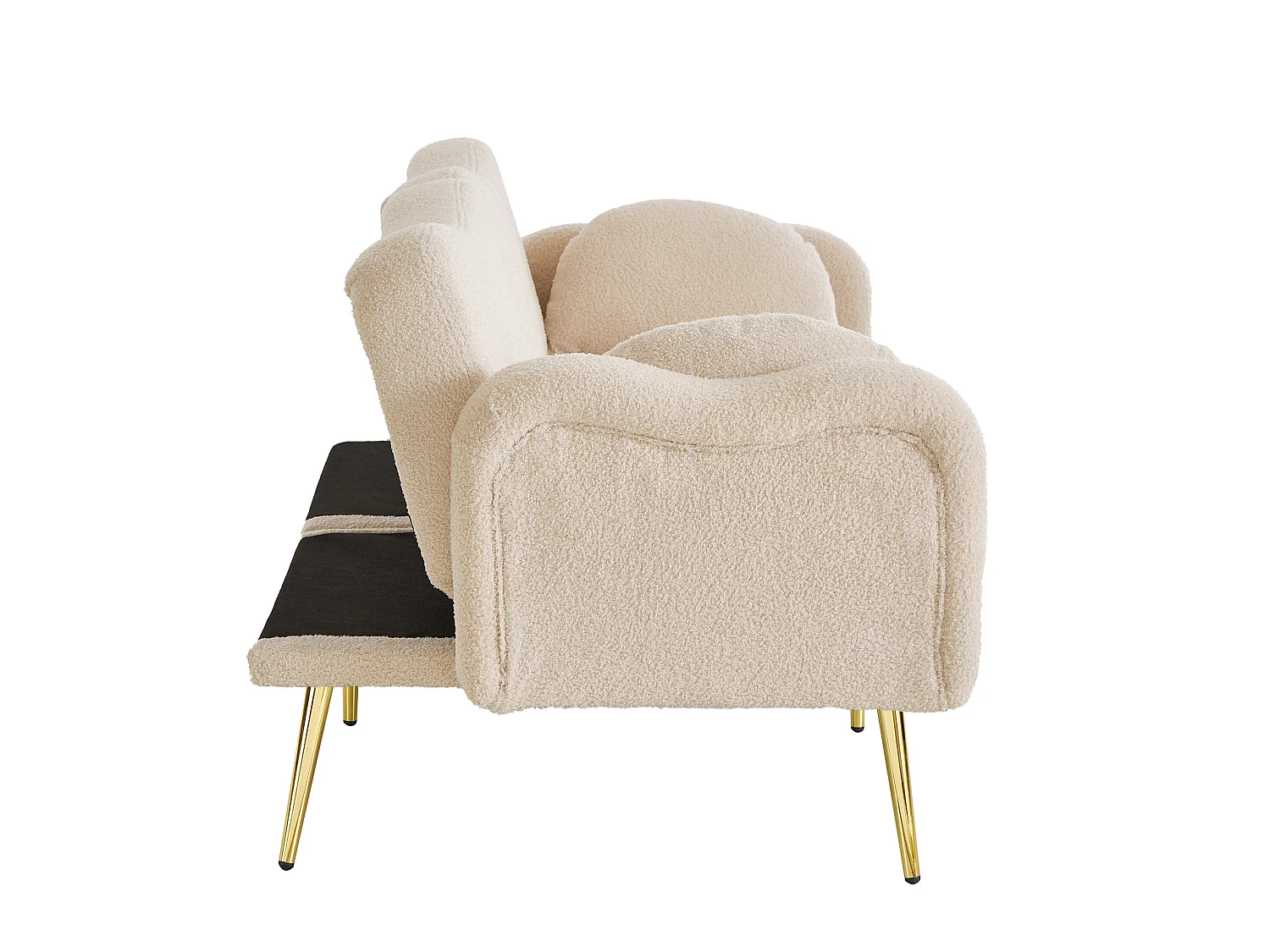 Canapé 2 places avec dossier réglable - Tissu et métal - Beige