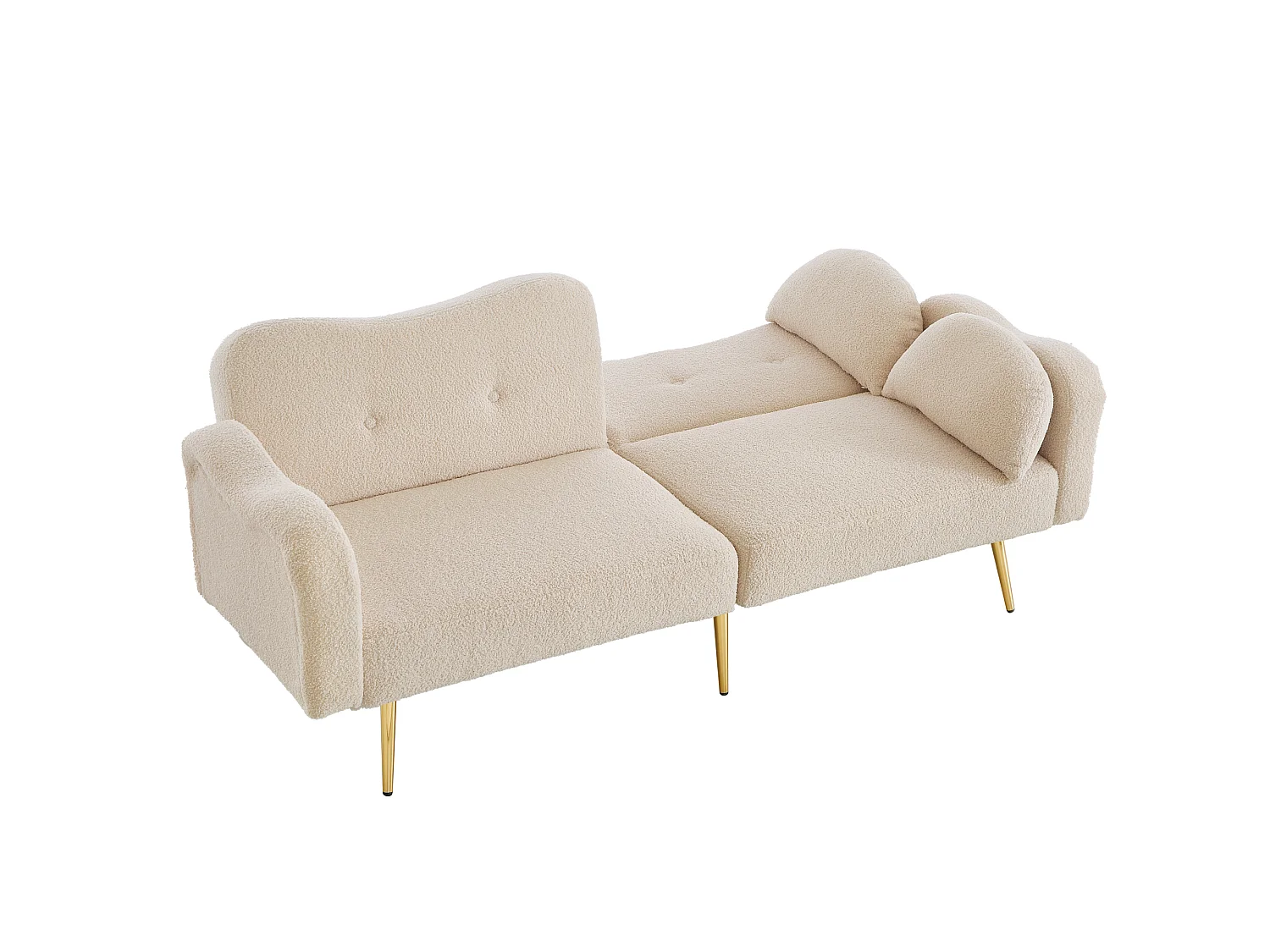Canapé 2 places avec dossier réglable - Tissu et métal - Beige