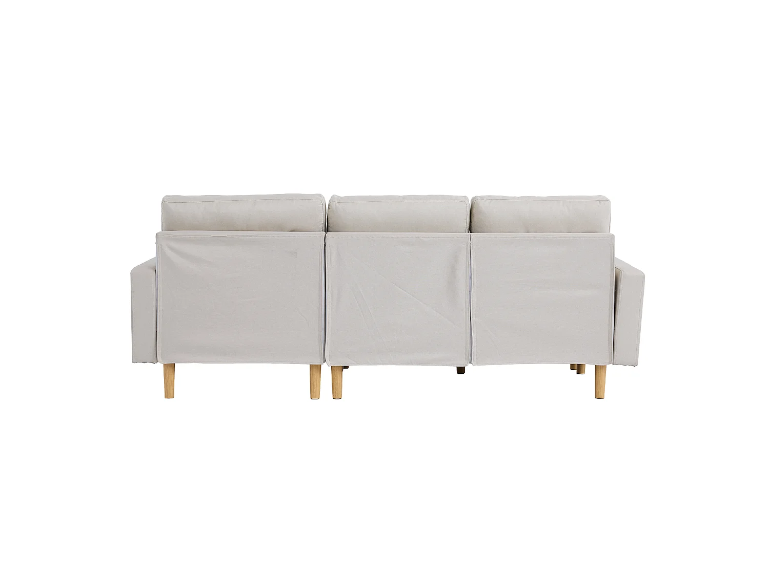 Divano angolare con chaise longue reversibile e vano contenitore sotto la seduta - Tessuto non tessuto/PVC/schiuma - 212 x 130 x 86 cm - Beige