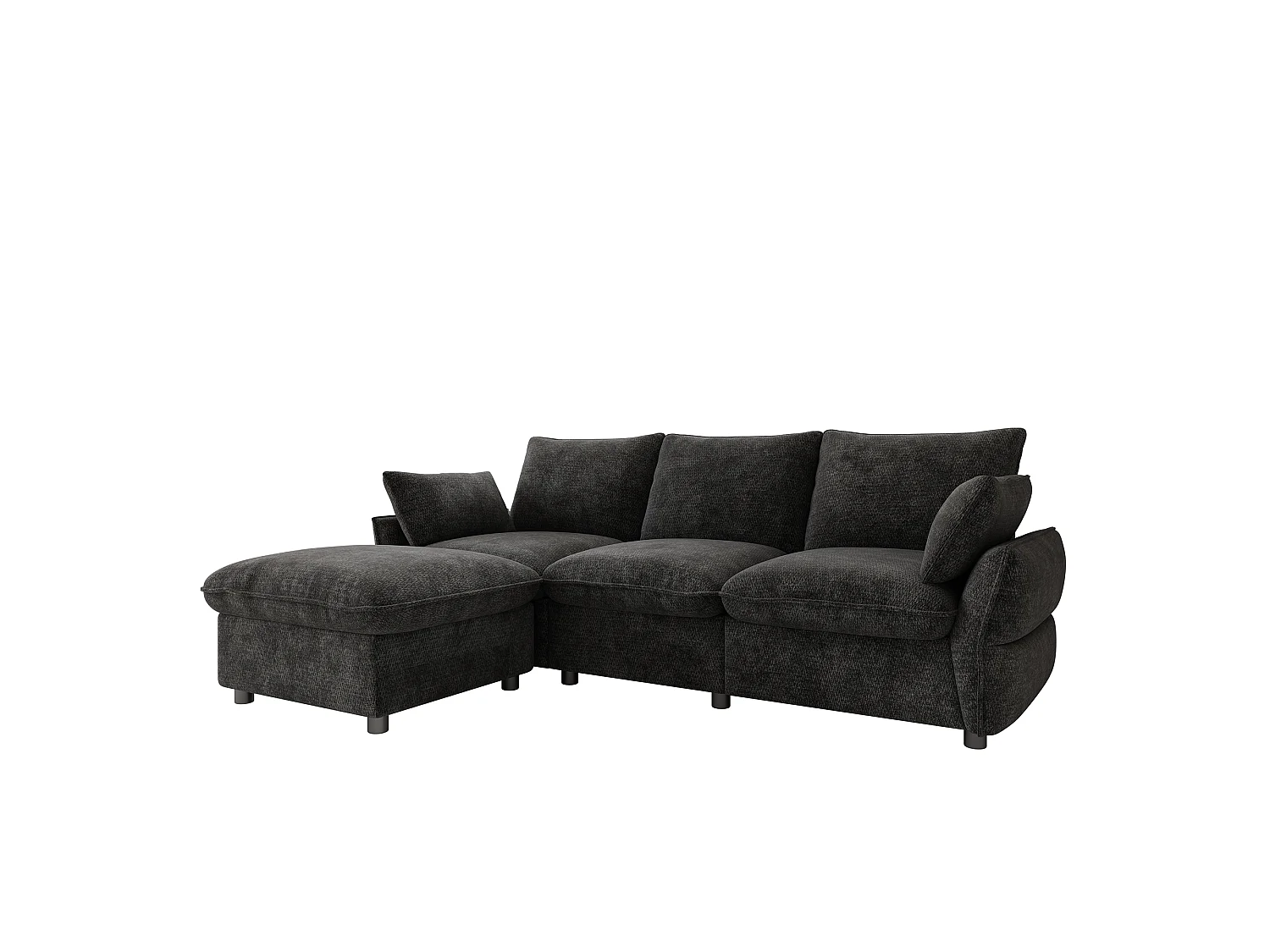 3-Sitzer-Ecksofa in L-Form mit modularem Hocker, 3-Sitzer-Sofa – Chenille – 222,5 x 154,5 x 76,5 cm – Dunkelgrau