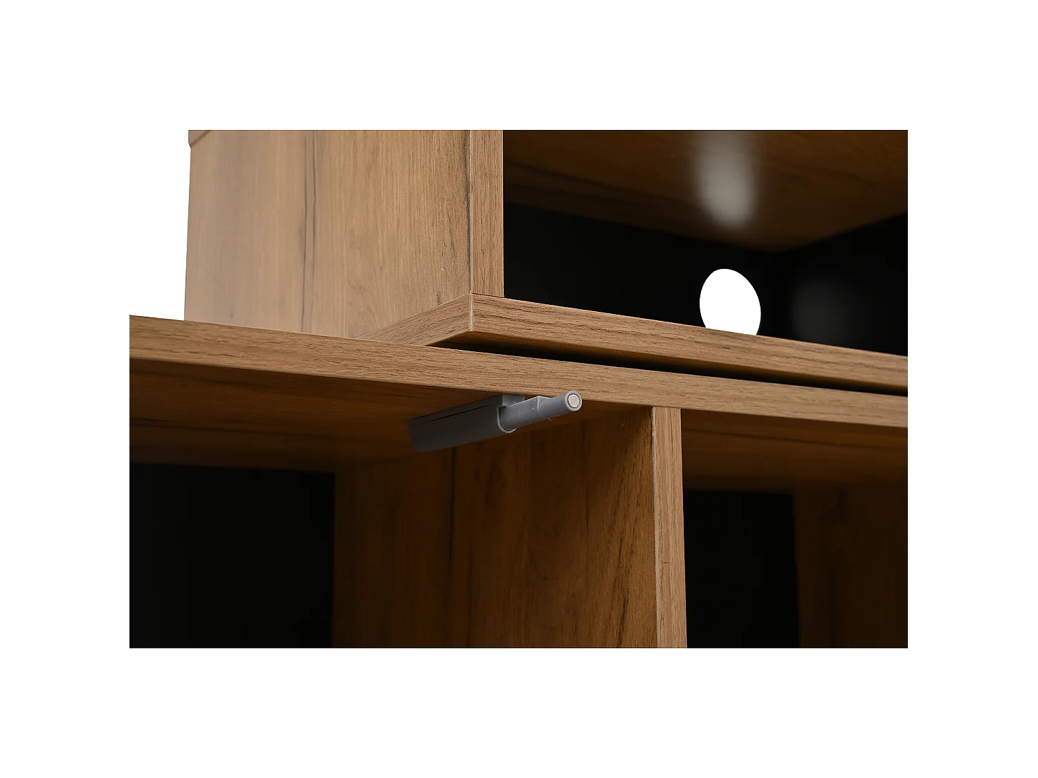 2-Piece TV Unit Set - Adjustable TV Stand + Wall Cabinet - 4 Doors - Open Shelves - Natural and Black