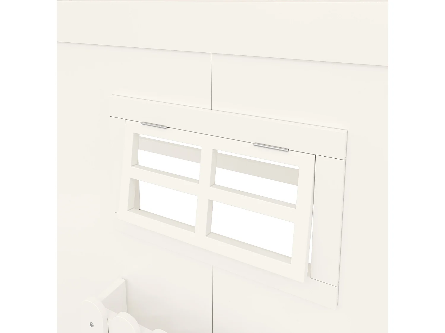 Lit mi-hauteur 90 x 200 cm avec fenêtre et éclairage LED - Blanc