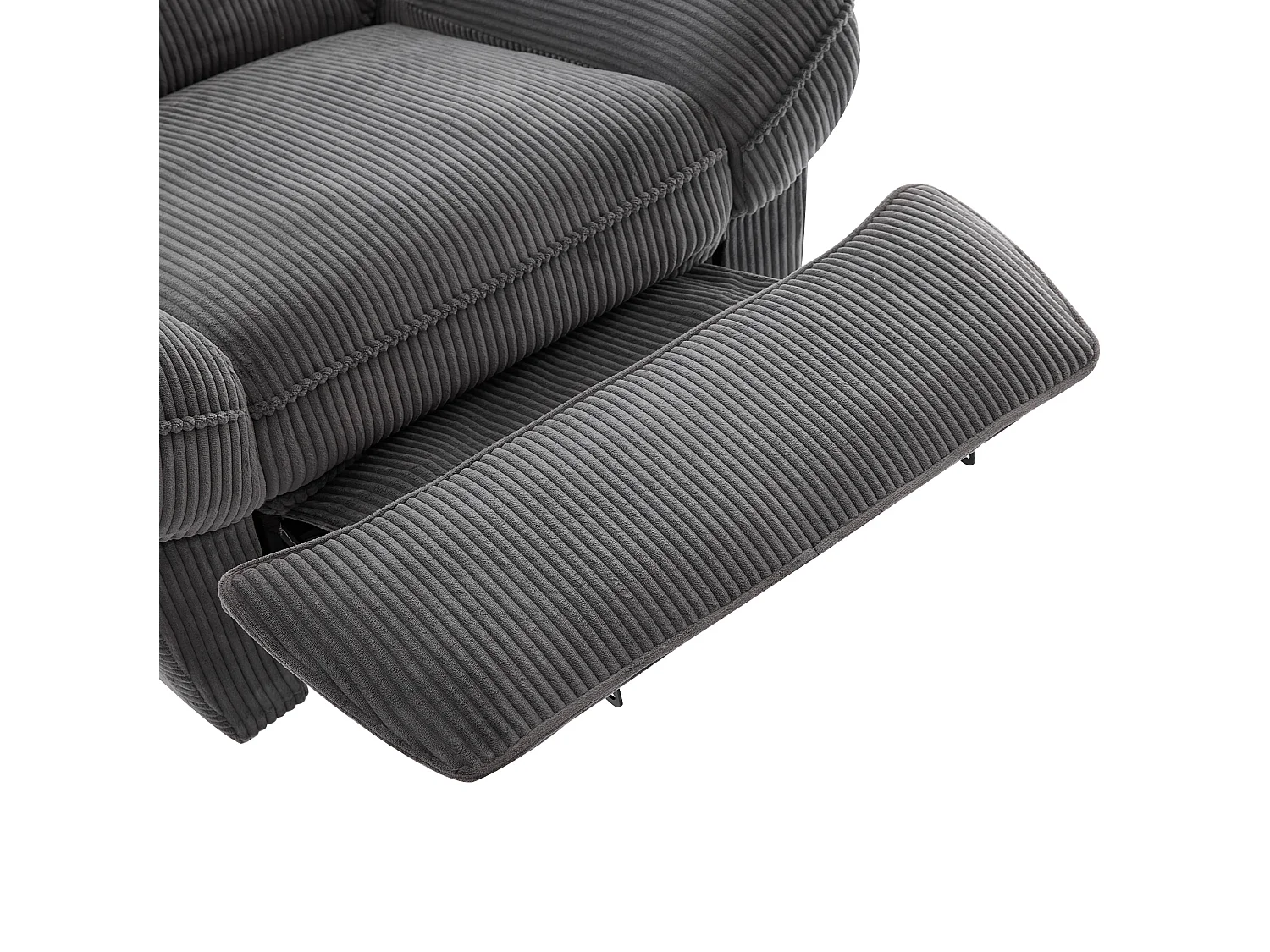 Draaibare elektrische relaxfauteuil in grijs corduroy - Massage- en verwarmingsfunctie, USB