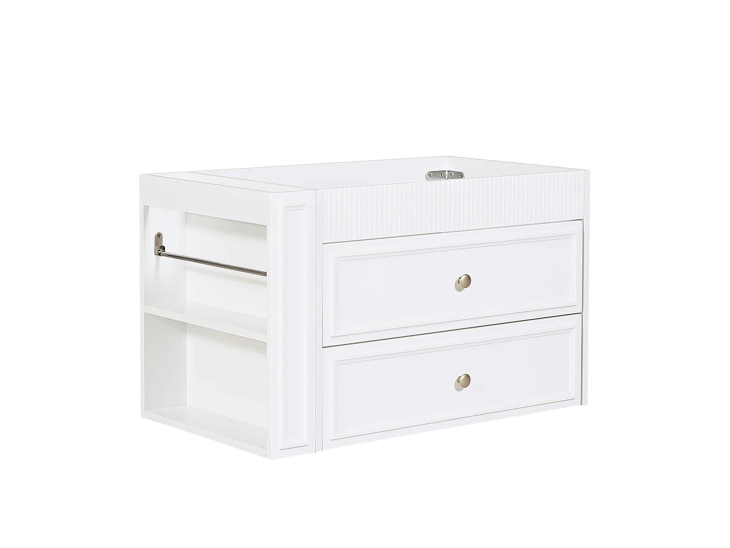 Meuble Sous-Vasque Suspendu 81cm - Meuble de Salle de Bain avec Vasque en Céramique, 2 Tiroirs, Étagère Latérale & Porte-Papier - Blanc