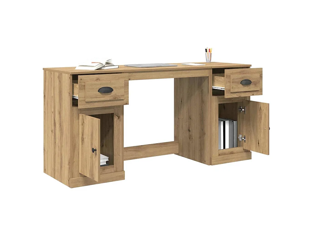 Bureau avec armoire Chêne artisanal 154,5 x 50 x 75 cm