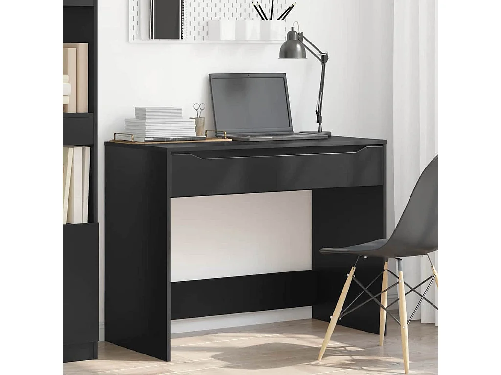 Bureau avec tiroir Noir 100 x 50 x 78 cm Bois d'ingénierie