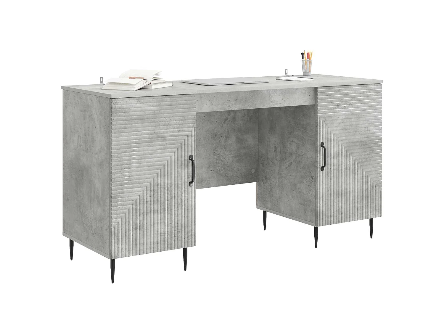 Bureau Gris béton 142,5 x 50 x 75 cm Bois d'ingénierie