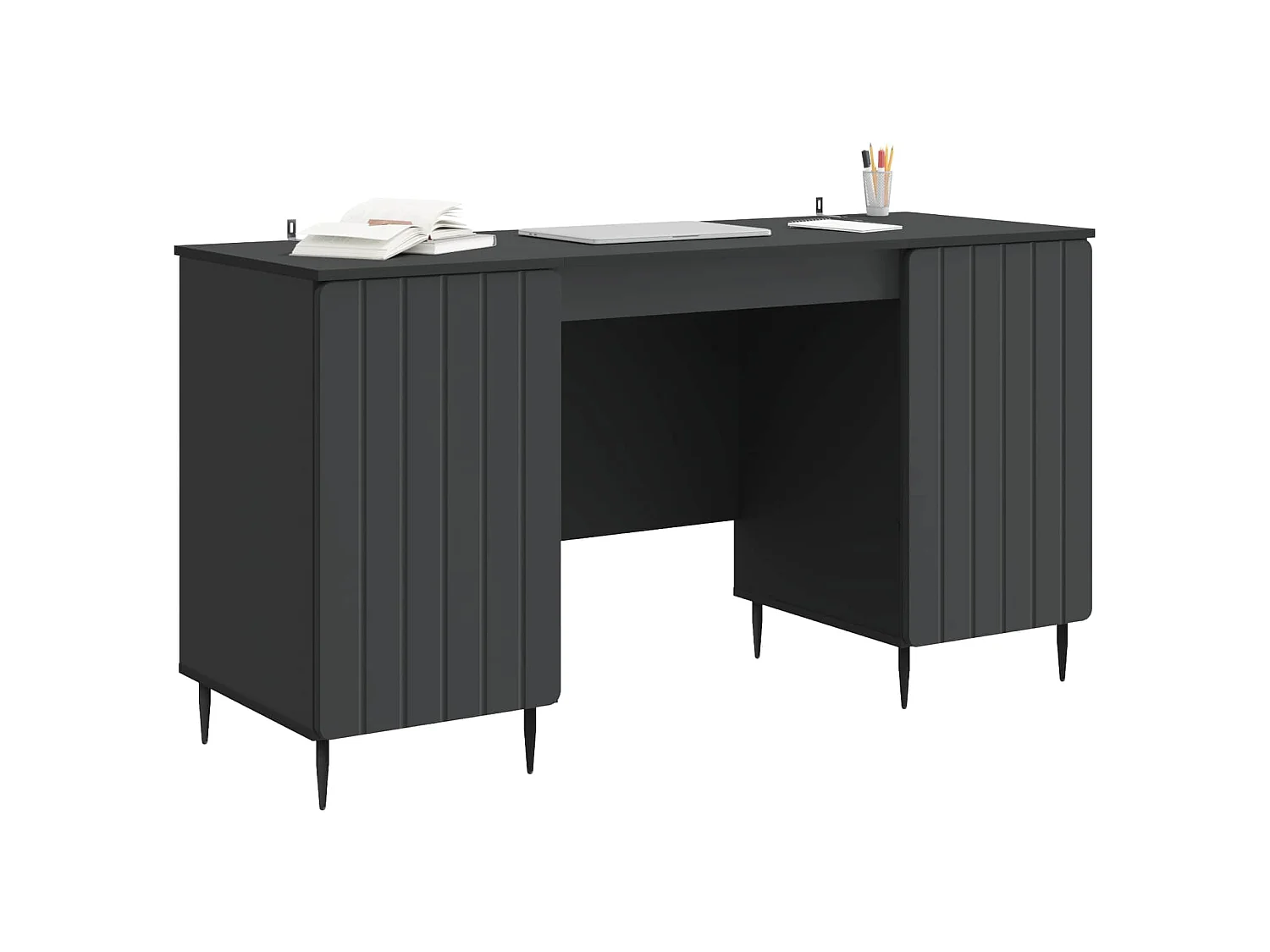 Bureau avec étagère Noir 142,5 x 50 x 75 cm Bois d'ingénierie