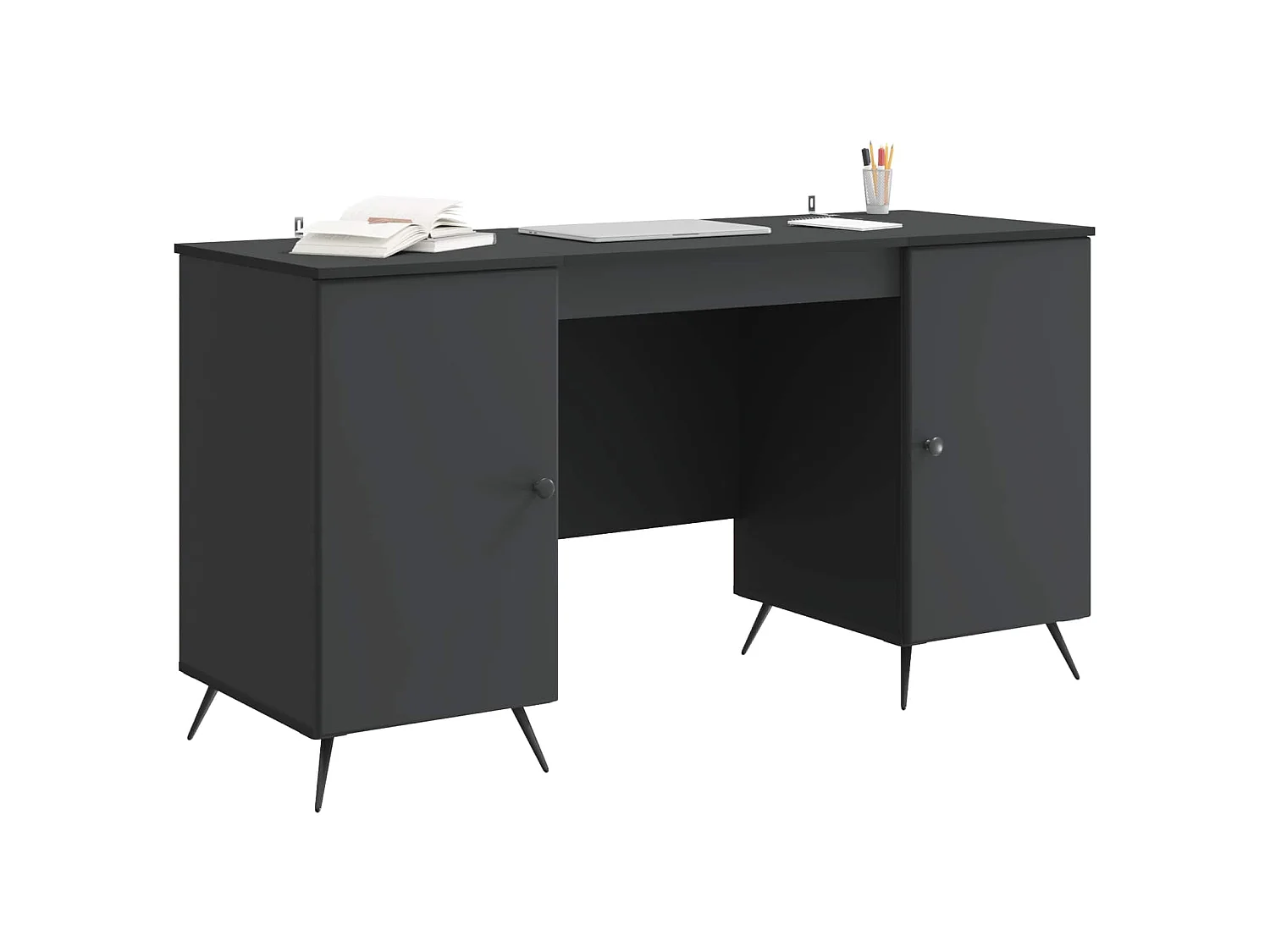 Bureau avec étagère Noir 142,5 x 50 x 75 cm Bois d'ingénierie