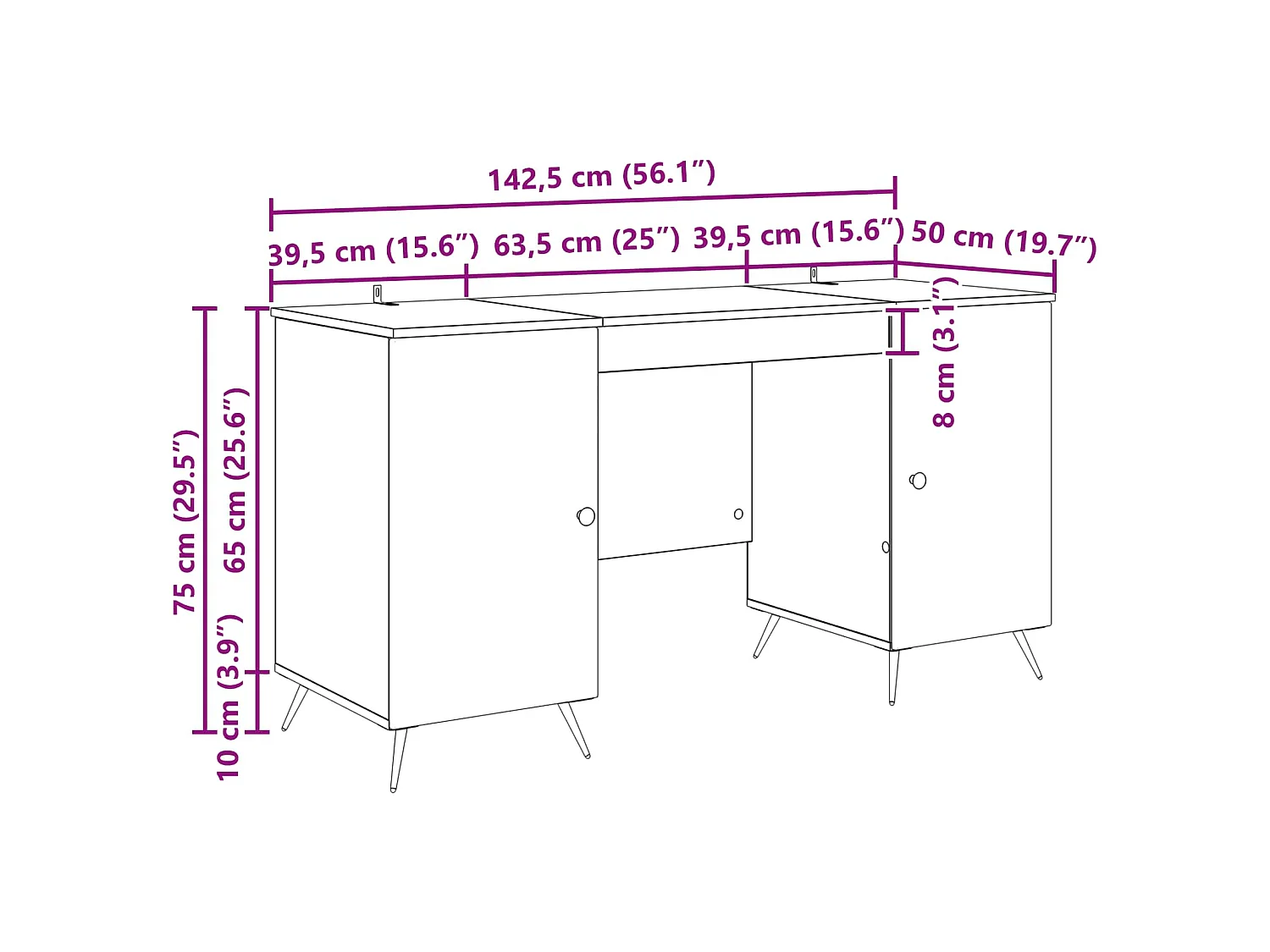 Bureau avec étagère Noir 142,5 x 50 x 75 cm Bois d'ingénierie
