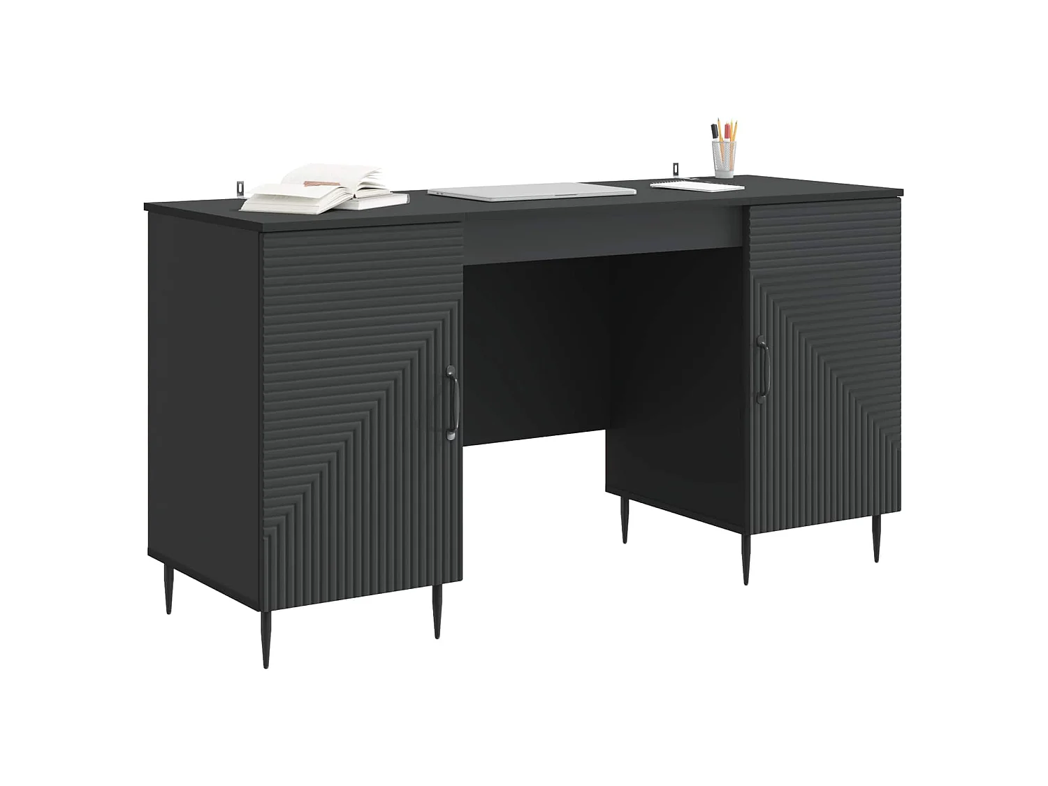 Bureau avec étagère Noir 142,5 x 50 x 75 cm Bois d'ingénierie