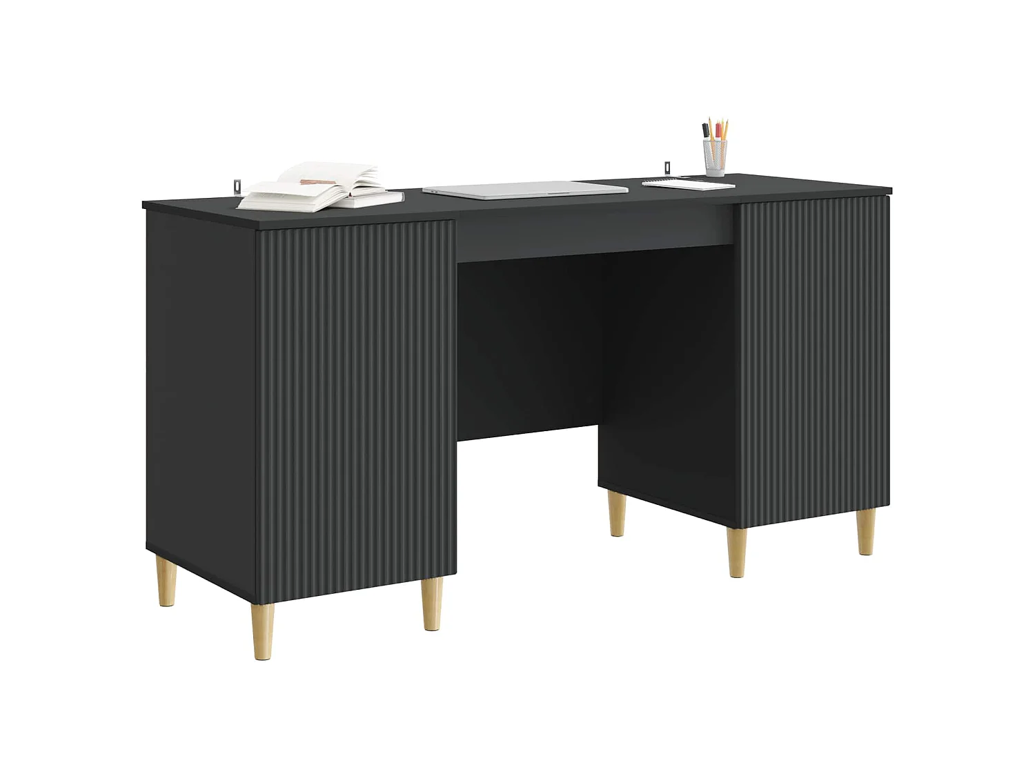 Bureau avec étagère Noir 142,5 x 50 x 75 cm Bois d'ingénierie