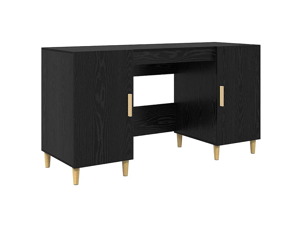 Bureau avec porte Chêne noir 140 x 50 x 75 cm Bois d'ingénierie