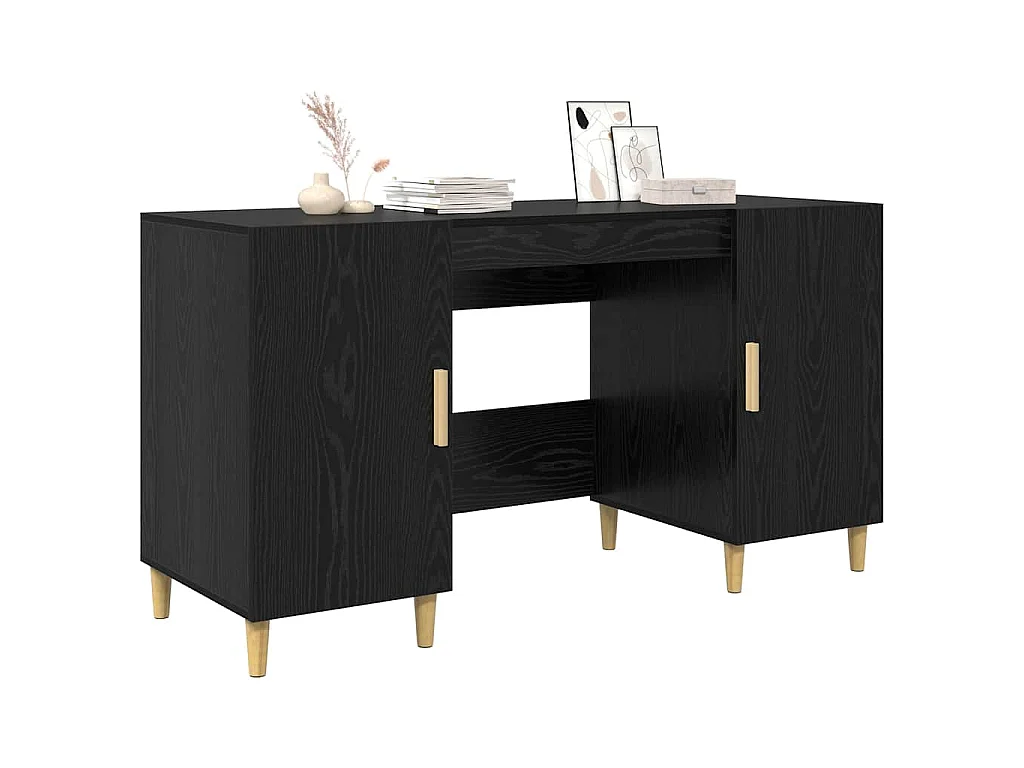 Bureau avec porte Chêne noir 140 x 50 x 75 cm Bois d'ingénierie