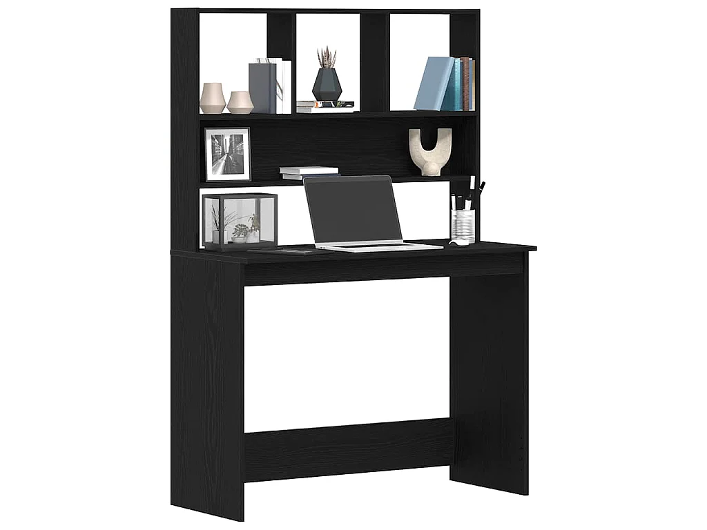 Bureau avec étagères en chêne noir 102 x 45 x 148 cm bois d'ingénierie
