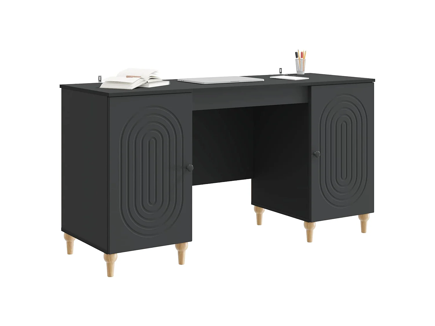 Bureau avec étagère Noir 142,5 x 50 x 75 cm Bois d'ingénierie