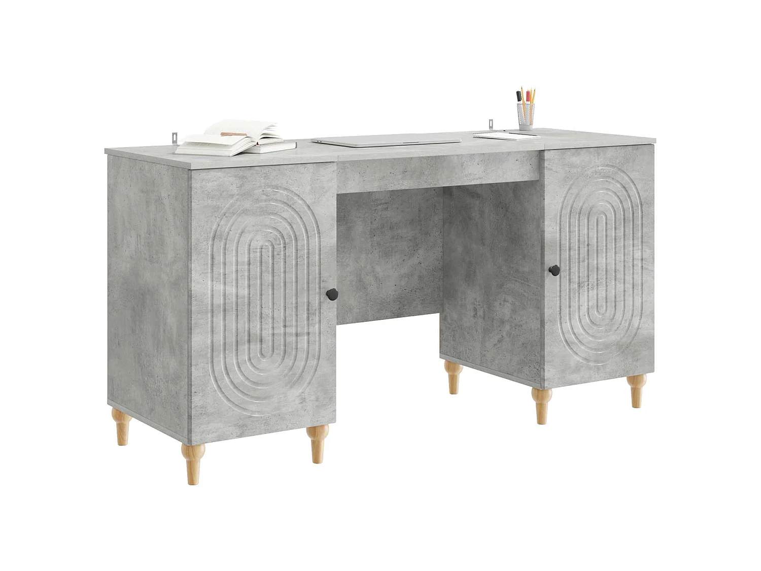Bureau Gris béton 142,5 x 50 x 75 cm Bois d'ingénierie