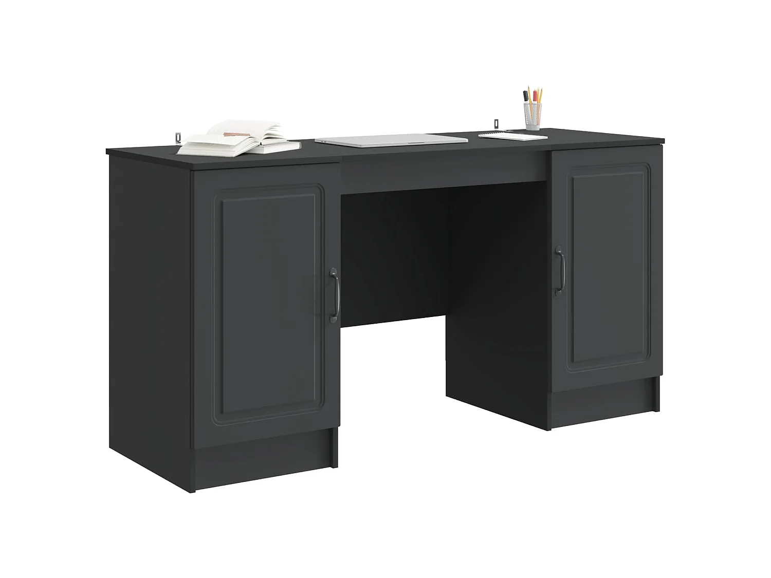 Bureau avec étagère Noir 142,5 x 50 x 75 cm Bois d'ingénierie