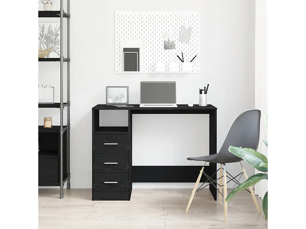 Bureau avec tiroirs en chêne noir 102 x 50 x 76 cm bois d'ingénierie