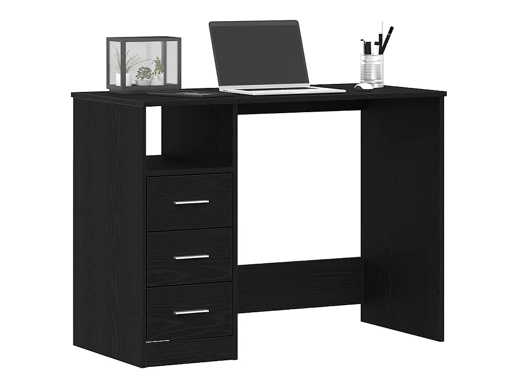 Bureau avec tiroirs en chêne noir 102 x 50 x 76 cm bois d'ingénierie