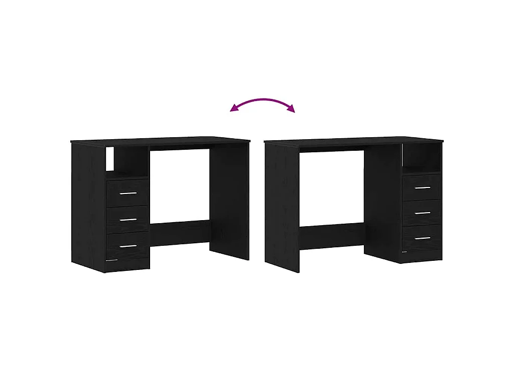 Bureau avec tiroirs en chêne noir 102 x 50 x 76 cm bois d'ingénierie