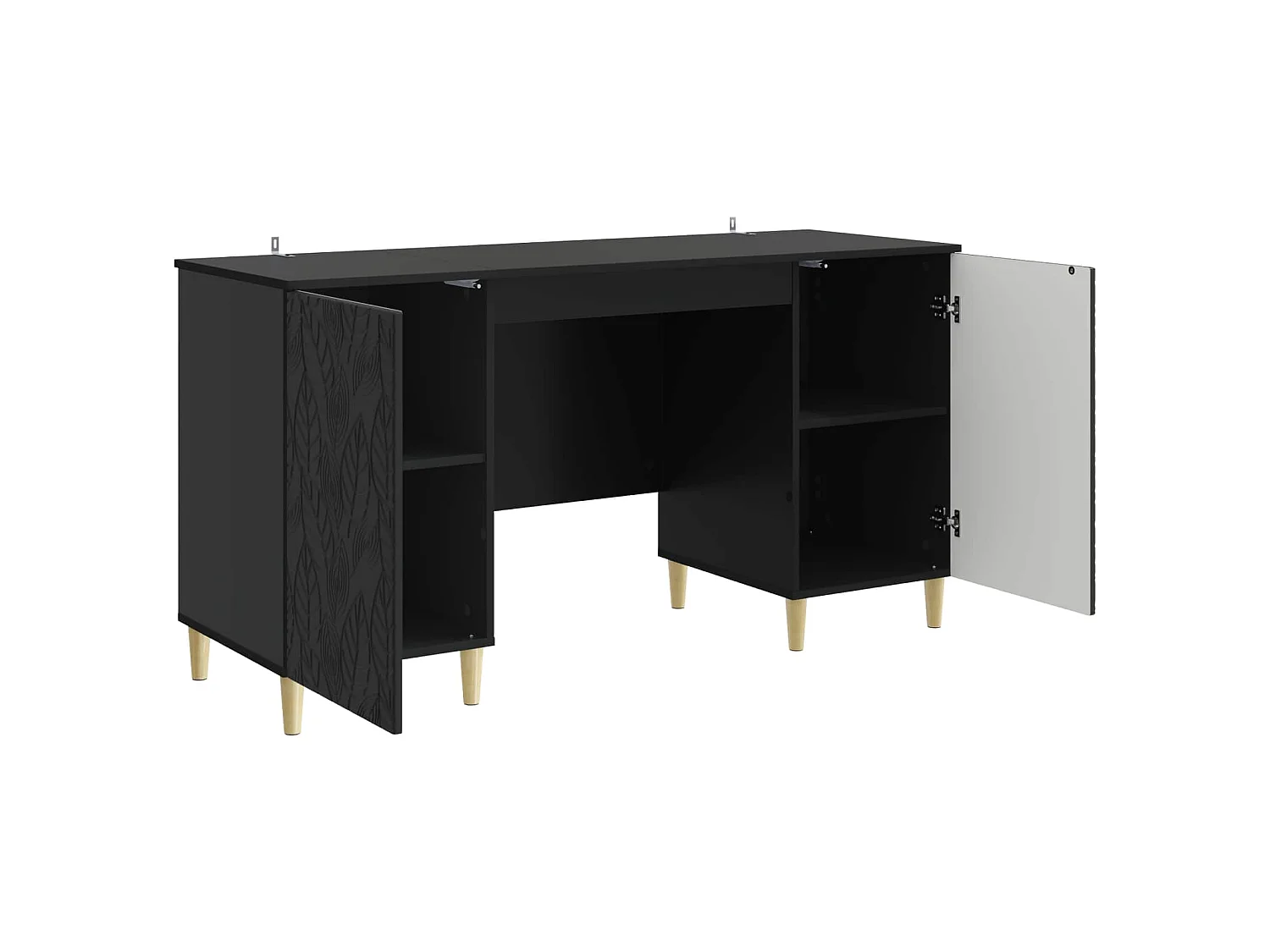 Bureau Noir Bois d'ingénierie 142,5 x 50 x 75 cm