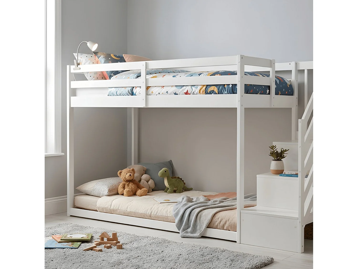Noa & Nani Nia Bunk Bed with Storage Staircase in White