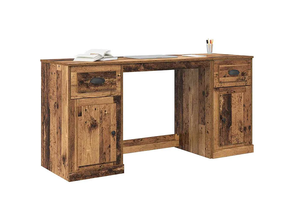 Bureau avec armoire avec tiroir Bois Ancien 154,5 x 50 x 75 cm