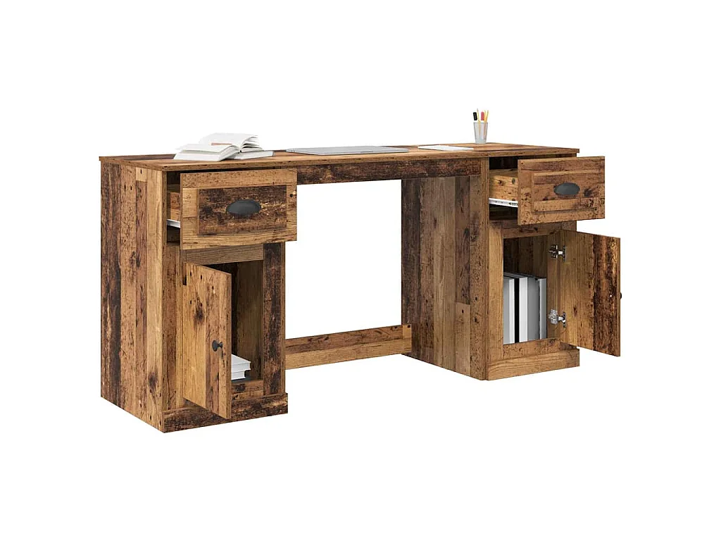 Bureau avec armoire avec tiroir Bois Ancien 154,5 x 50 x 75 cm