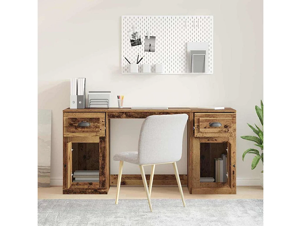Bureau avec armoire avec tiroir Bois Ancien 154,5 x 50 x 75 cm