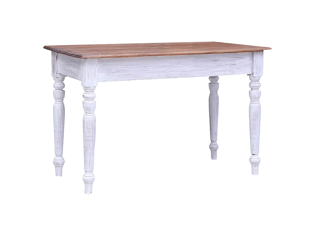 Escritorio con cajones madera maciza caoba blanco 117x57x75 cm