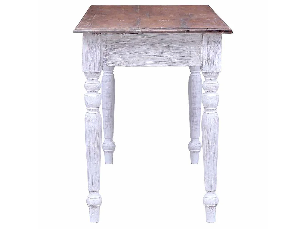 Escritorio con cajones madera maciza caoba blanco 117x57x75 cm
