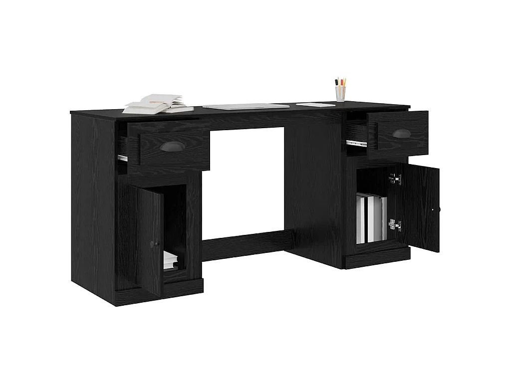 Bureau avec armoire avec tiroir Chêne noir 154,5 x 50 x 75 cm