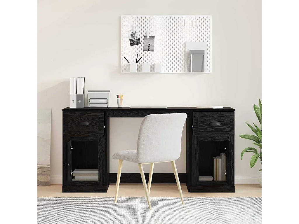 Bureau avec armoire avec tiroir Chêne noir 154,5 x 50 x 75 cm