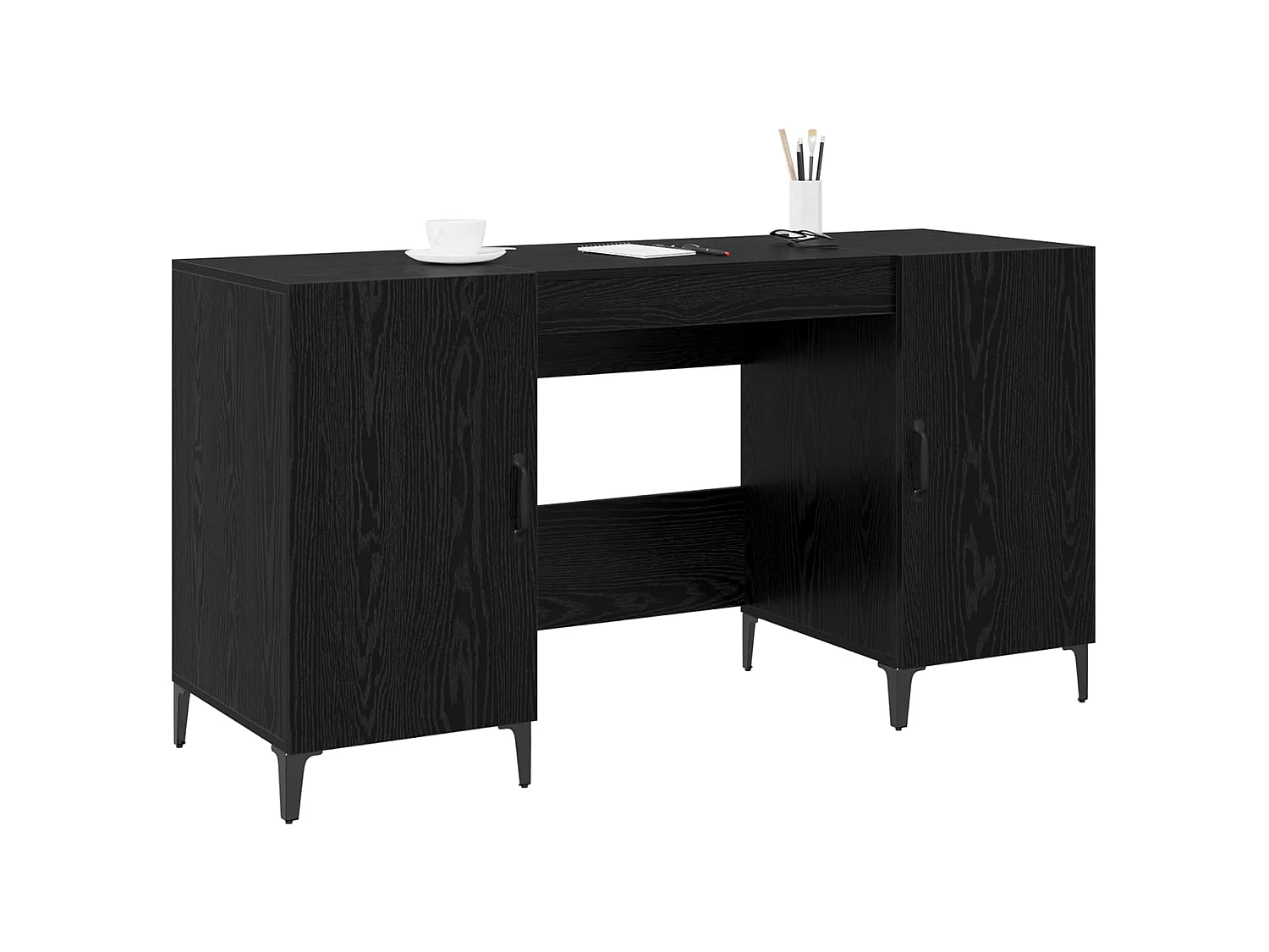 Bureau avec porte Chêne noir 140 x 50 x 75 cm Bois d'ingénierie
