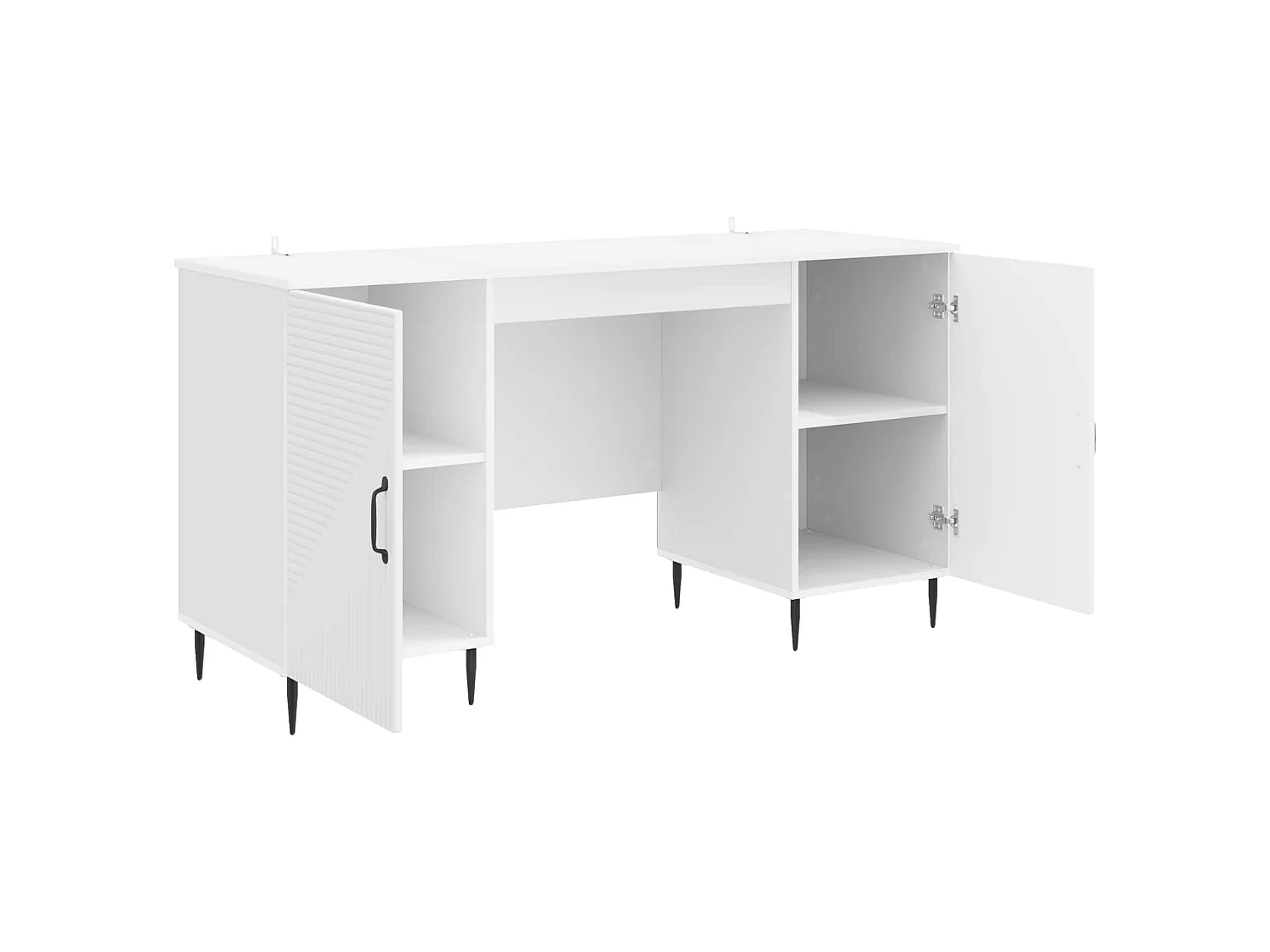 Bureau Blanc brillant 142,5 x 50 x 75 cm Bois d'ingénierie