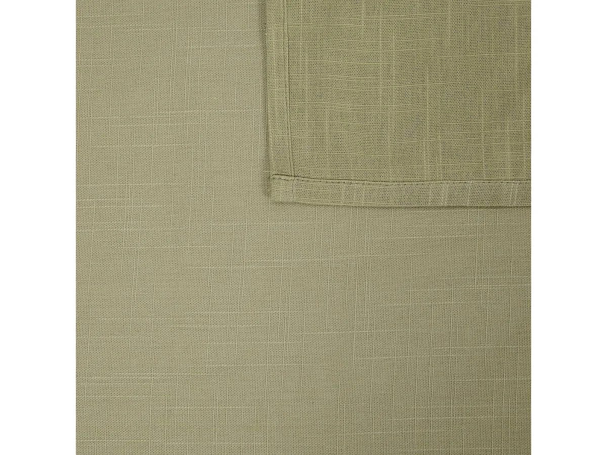 Nappe Brodé en Coton "Joy" 150x250cm Kaki