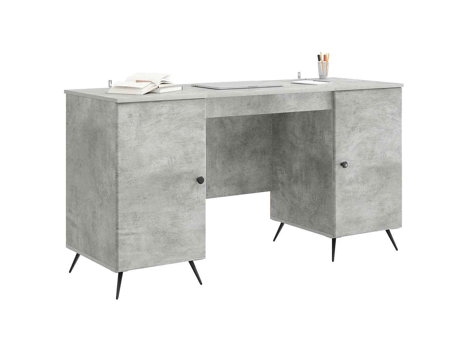 Bureau Gris béton 142,5 x 50 x 75 cm Bois d'ingénierie