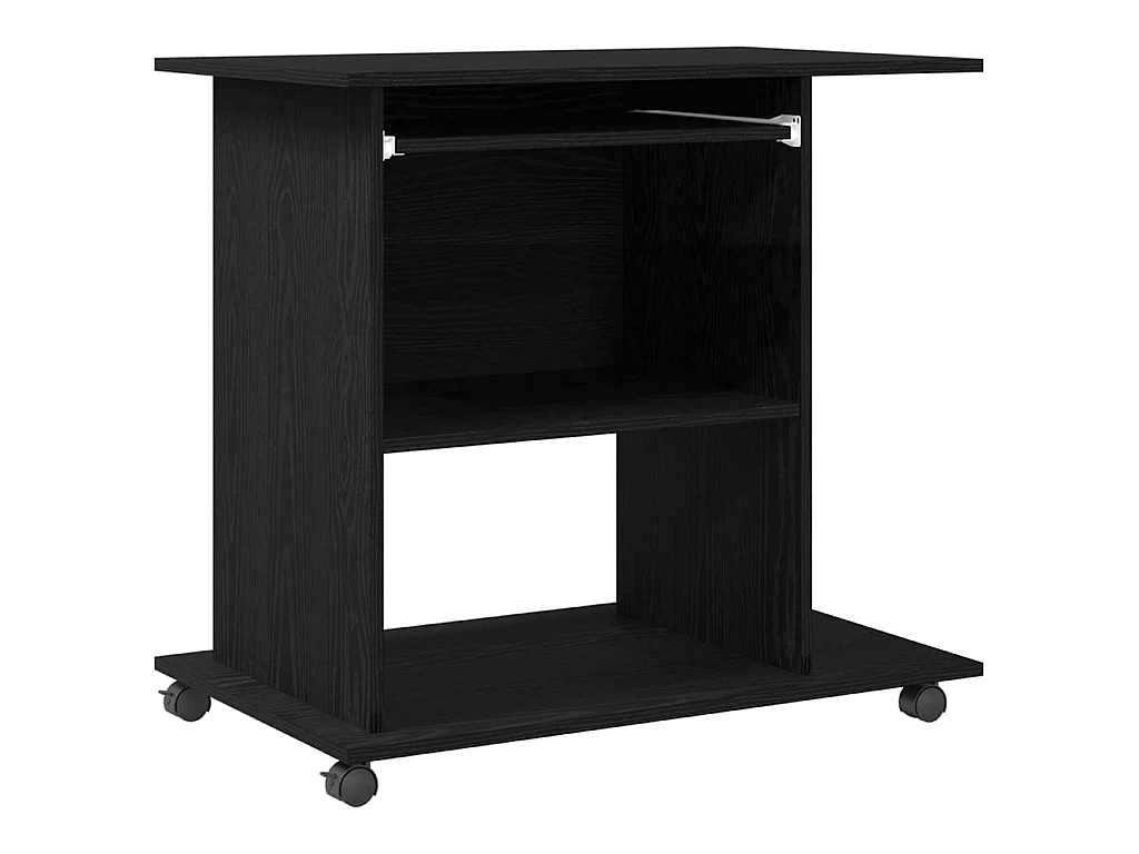 Bureau d'ordinateur en chêne noir 80x50x75 cm bois d'ingénierie
