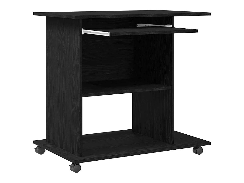 Bureau d'ordinateur en chêne noir 80x50x75 cm bois d'ingénierie