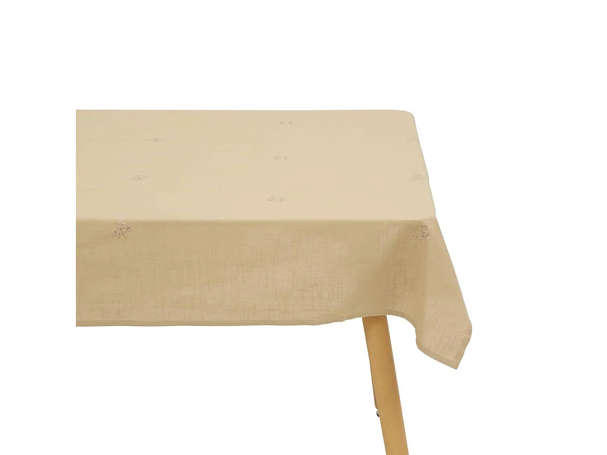Nappe Brodé en Coton "Joy" 150x250cm Beige