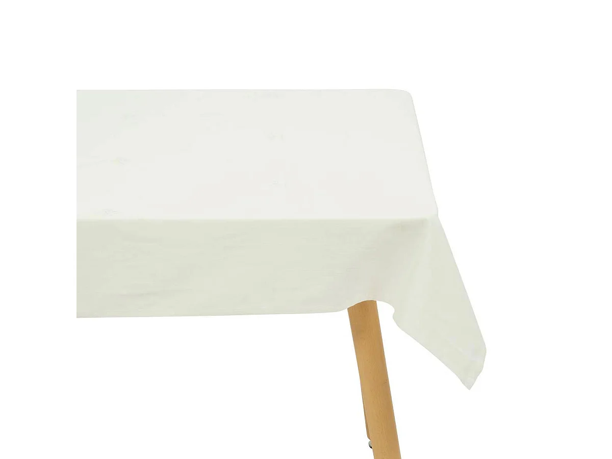 Nappe Brodé en Coton "Joy" 150x250cm Blanc