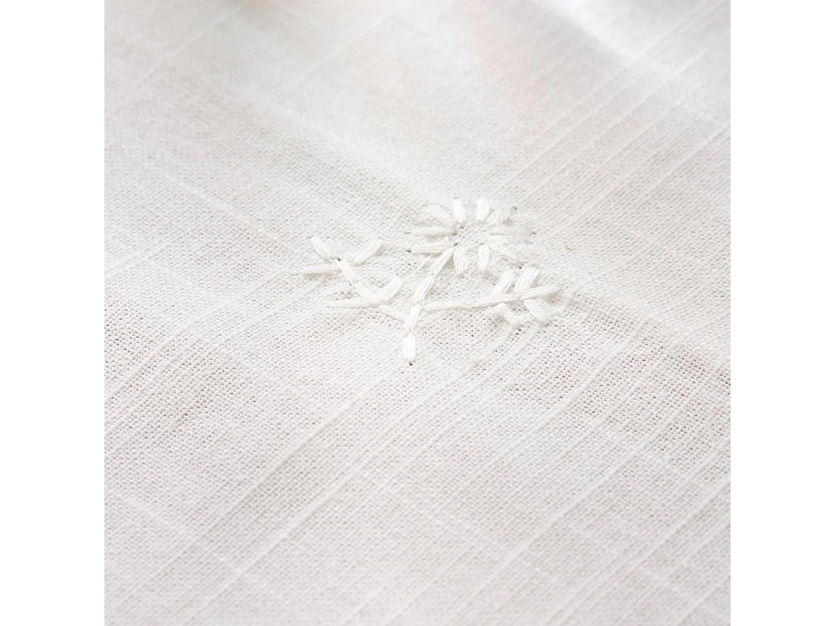 Nappe Brodé en Coton "Joy" 150x250cm Blanc