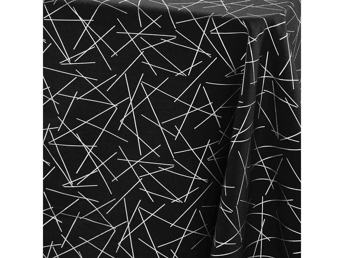 Nappe Antitache Imprimé "Mikado" 140x240cm Noir & Argent