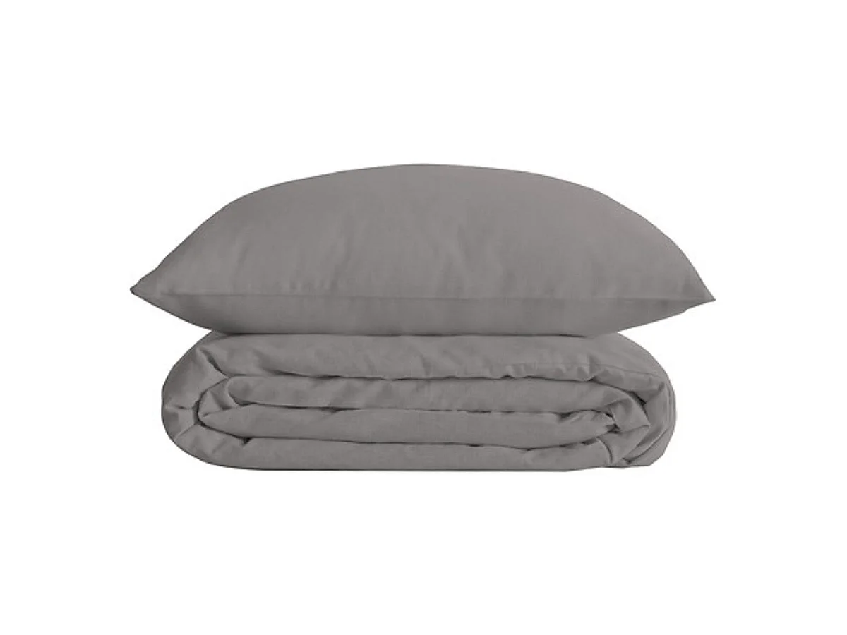 Parure de Lit 3 Pièces "Percale" 240x220cm Gris