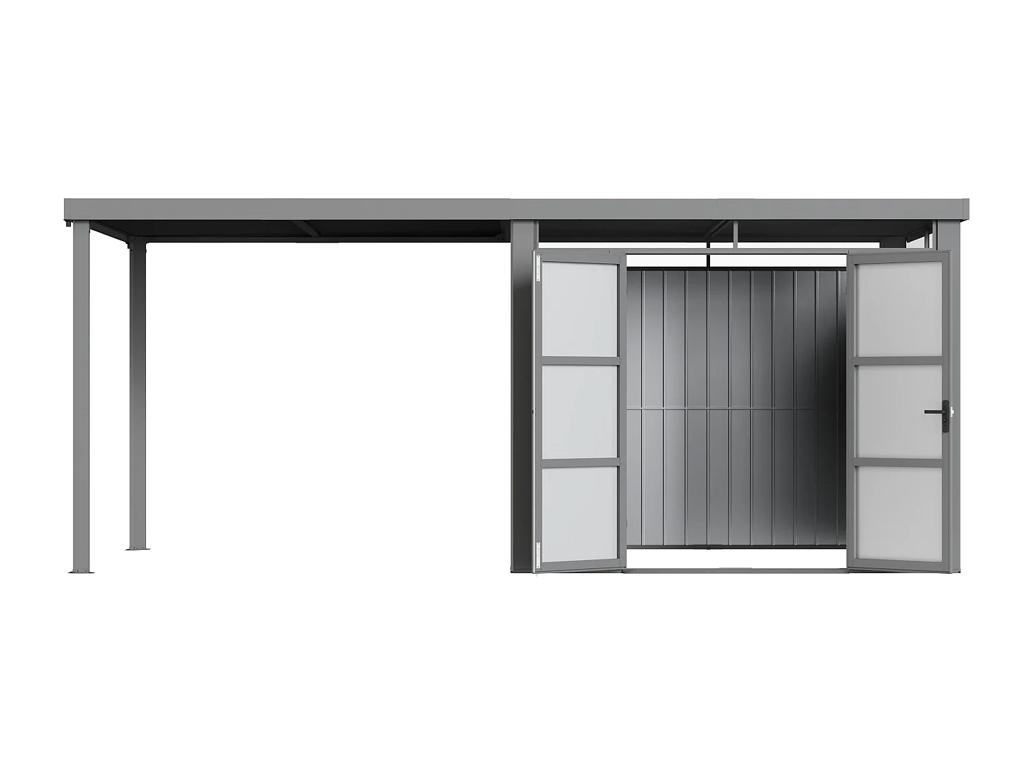 Abri de jardin métal en acier galvanisé avec appentis 6,25 m² - Gris - MERANO
