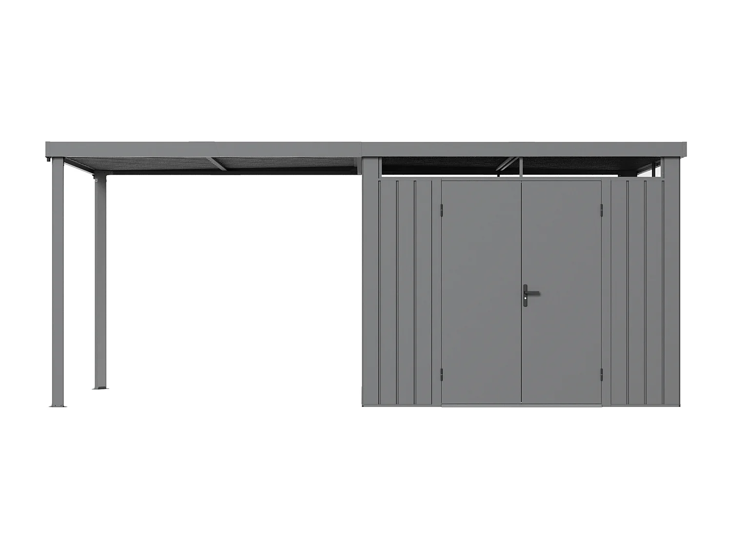Abri de jardin métal en acier galvanisé avec appentis 6,25 m² - Gris - MERANO